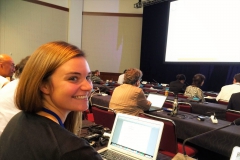 Law student Claire Colegrove voting at the International Union for Conservation of Nature (IUCN) Congress